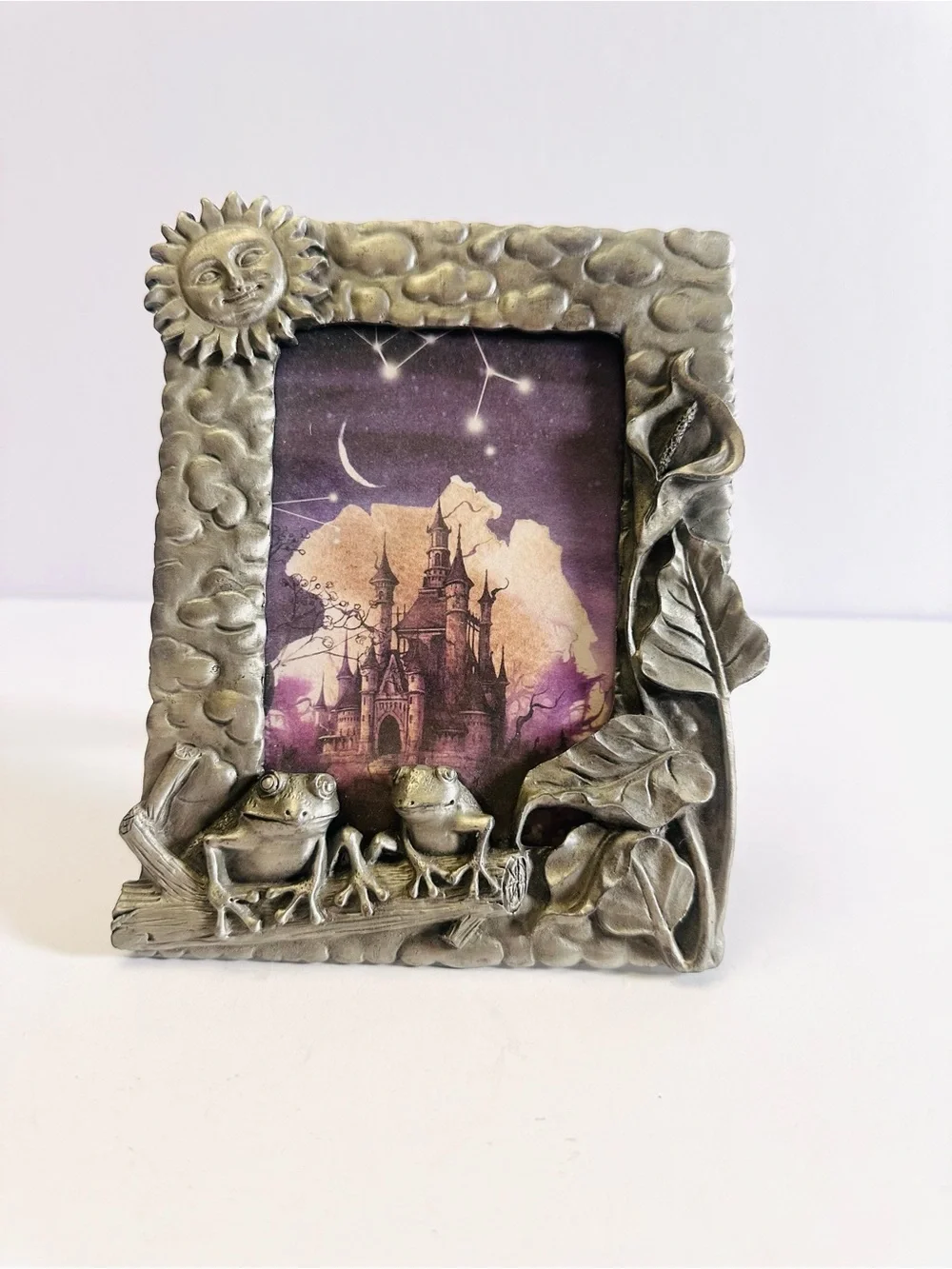 Frogspell — Vintage Pewter Celestial Frame 🐸🌙